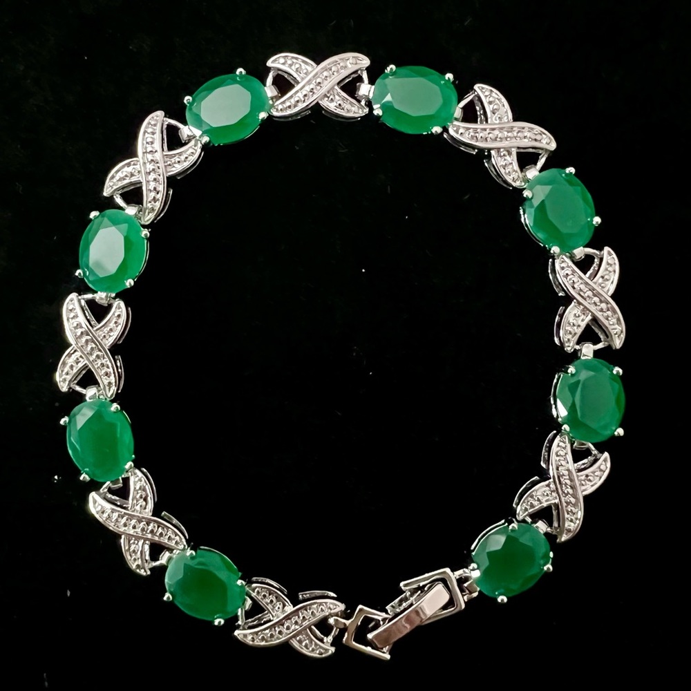 Sterling Silver and Emerald Bracelet